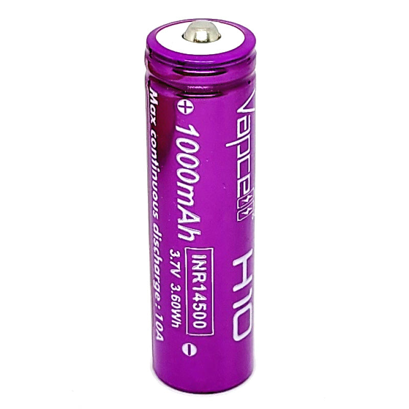 Vapcell H10 INR 14500 10A 1000mAh High Drain Button Top Rechargeable Battery