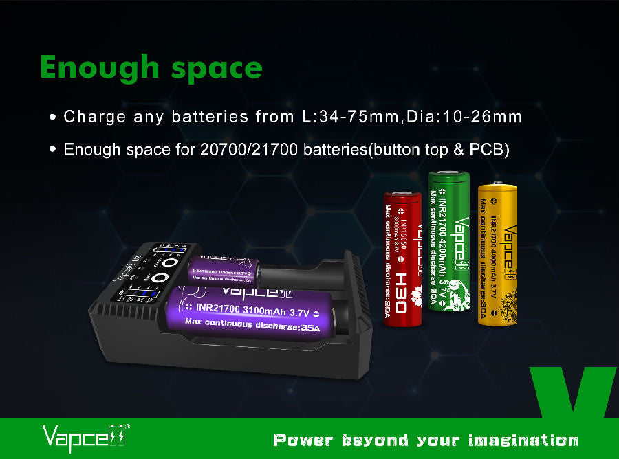 Vapcell U2 Intelligent LED 2 Bay Rechargeable Battery 2A Fast Charger