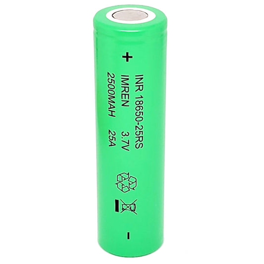 IMREN INR 18650 25RS 2500mAh 25A High Drain Flat Top Rechargeable Battery