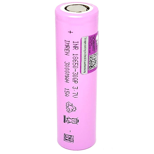 IMREN INR 18650 30QP 3000mAh 15A High Drain Flat Top Rechargeable Battery