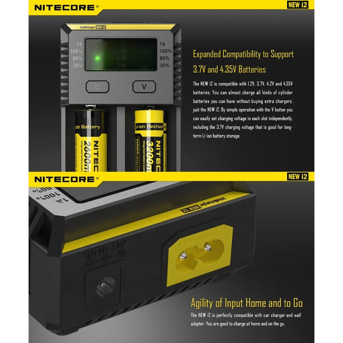 NITECORE New i2 Intellicharger 2 Bay Rechargeable Battery Charger