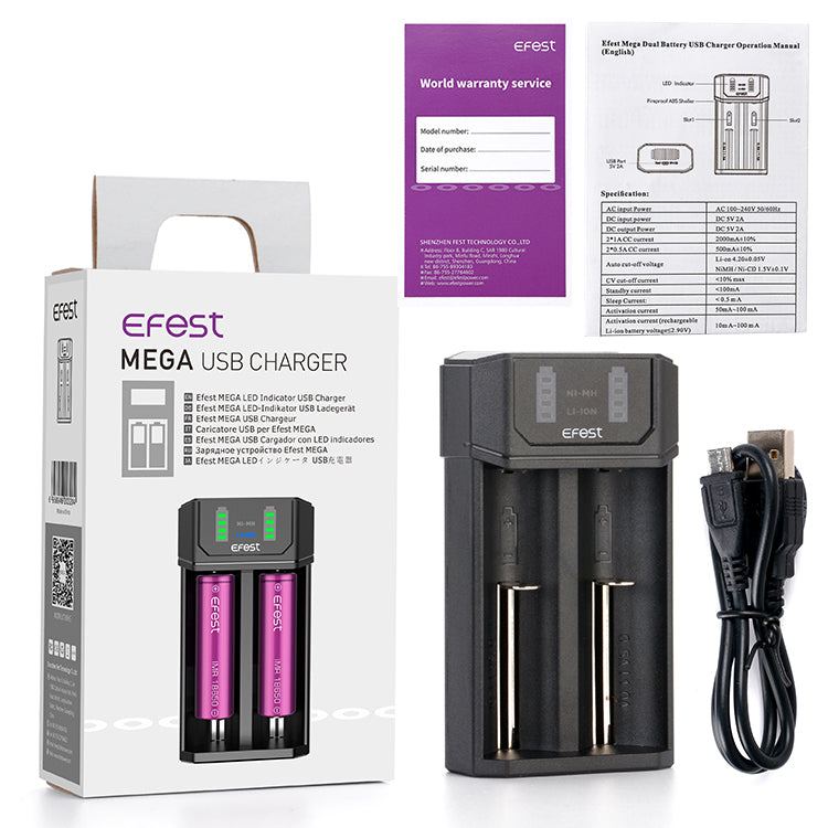 Efest Mega USB Intelligent 2 Bay Rechargeable Battery Charger