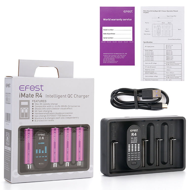 Efest iMate R4 Intelligent QC 4 Bay Rechargeable Battery Charger