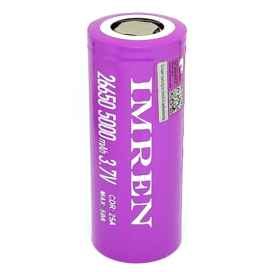 IMREN IMR 26650 25A 5000mAh High Drain Flat Top Rechargeable Battery