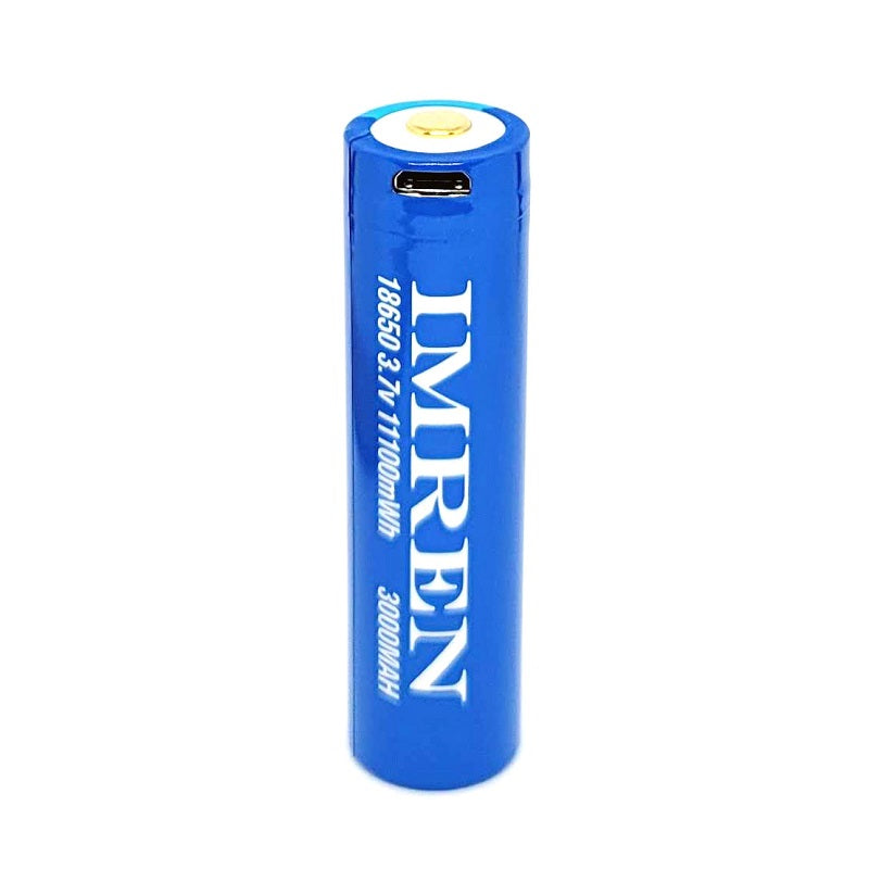 IMREN INR 18650 15A 3000mAh High Drain Button Top Protected Rechargeable Battery With USB Charging Port