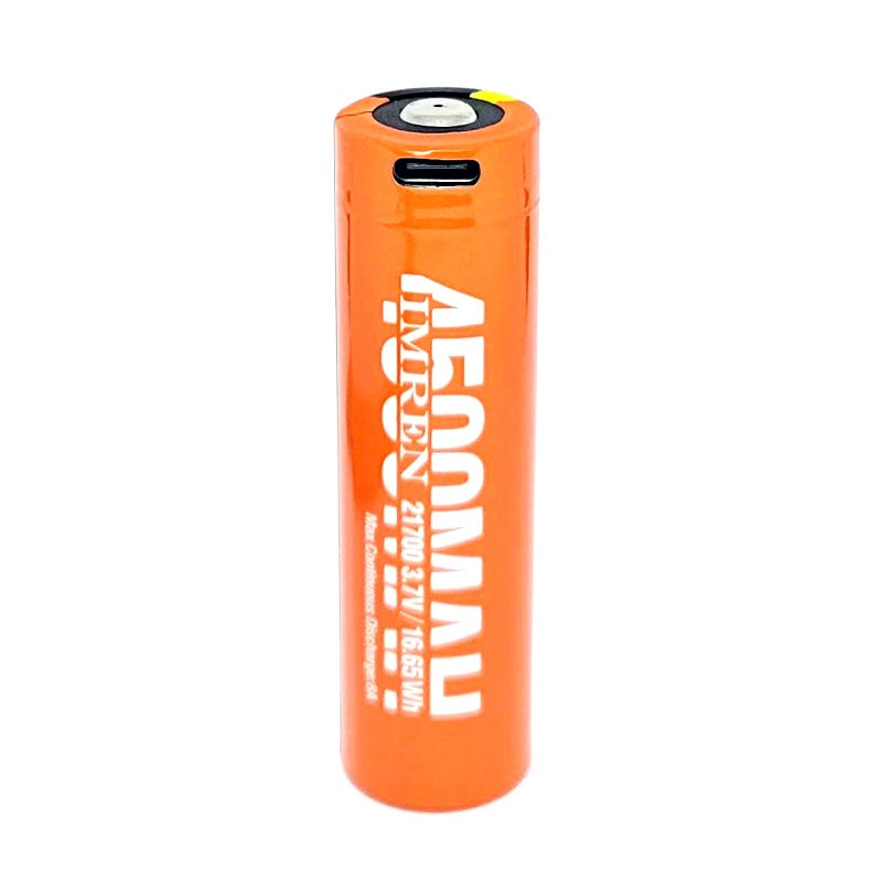 IMREN INR 21700 8A 4500mAh High Drain Button Top Protected Rechargeable Battery With USB Charging Port