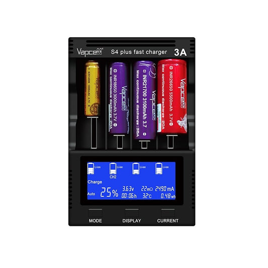 Vapcell S4 Plus 4 Bay 3A Rechargeable Battery Charger and Discharge Tester