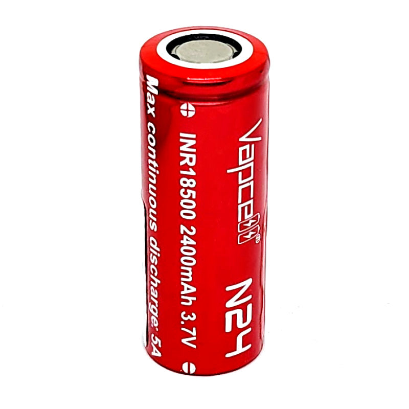 Vapcell N24 INR 18500 5A 2400mAh High Drain Flat Top Rechargeable Battery
