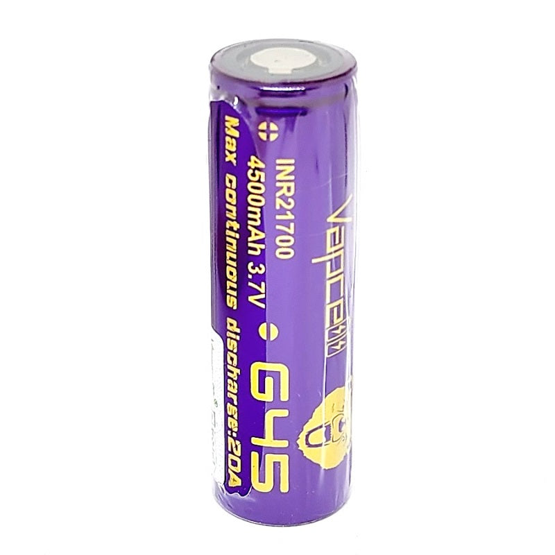 Vapcell G45 INR 21700 20A 4500mAh High Drain Flat Top Rechargeable Battery