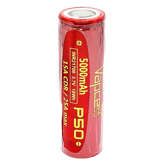 Vapcell P50 INR 21700 15A 5000mAh High Drain Flat Top Rechargeable Battery